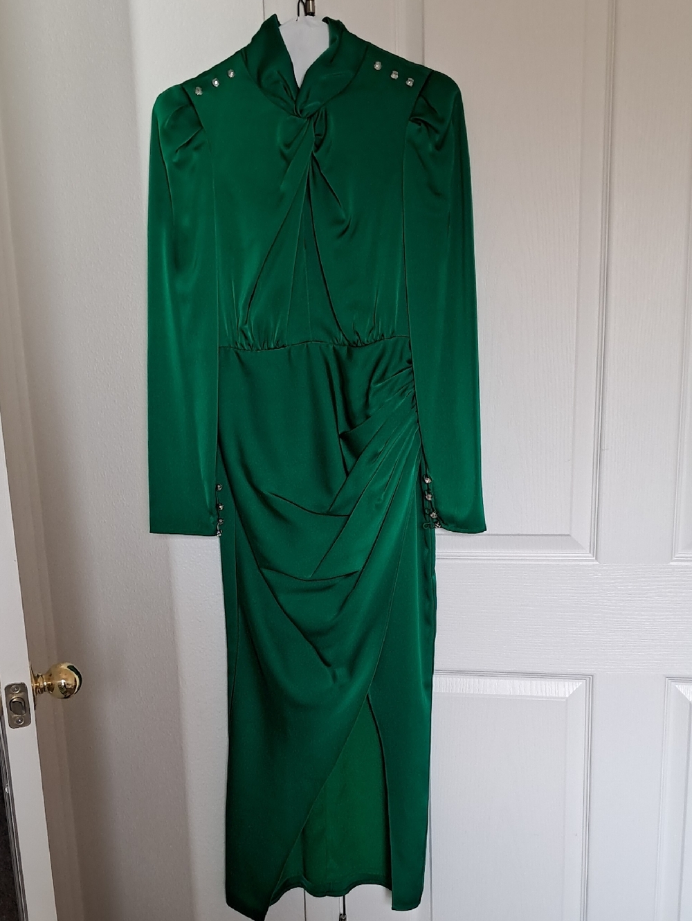 Self-Portrait Emerald Green Long Sleeve Dress